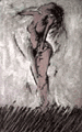 Art-Card. Nude figure sketch, mixed medium drawing, by Craig Robertson